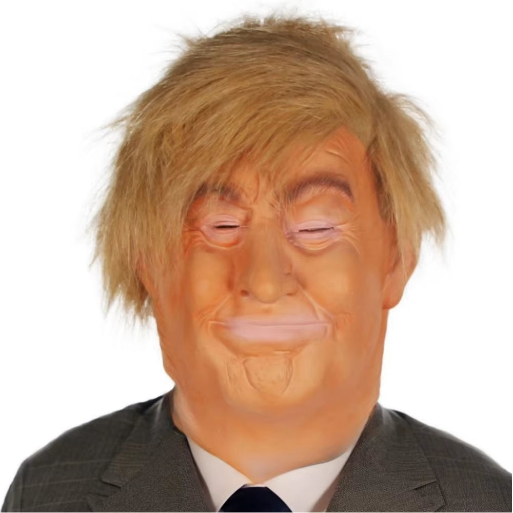 Donald Trump Mask Realistic President Latex Headgear Halloween Party Celebrity Cosplay Costume Props Yellow Wig Head Cover Mask