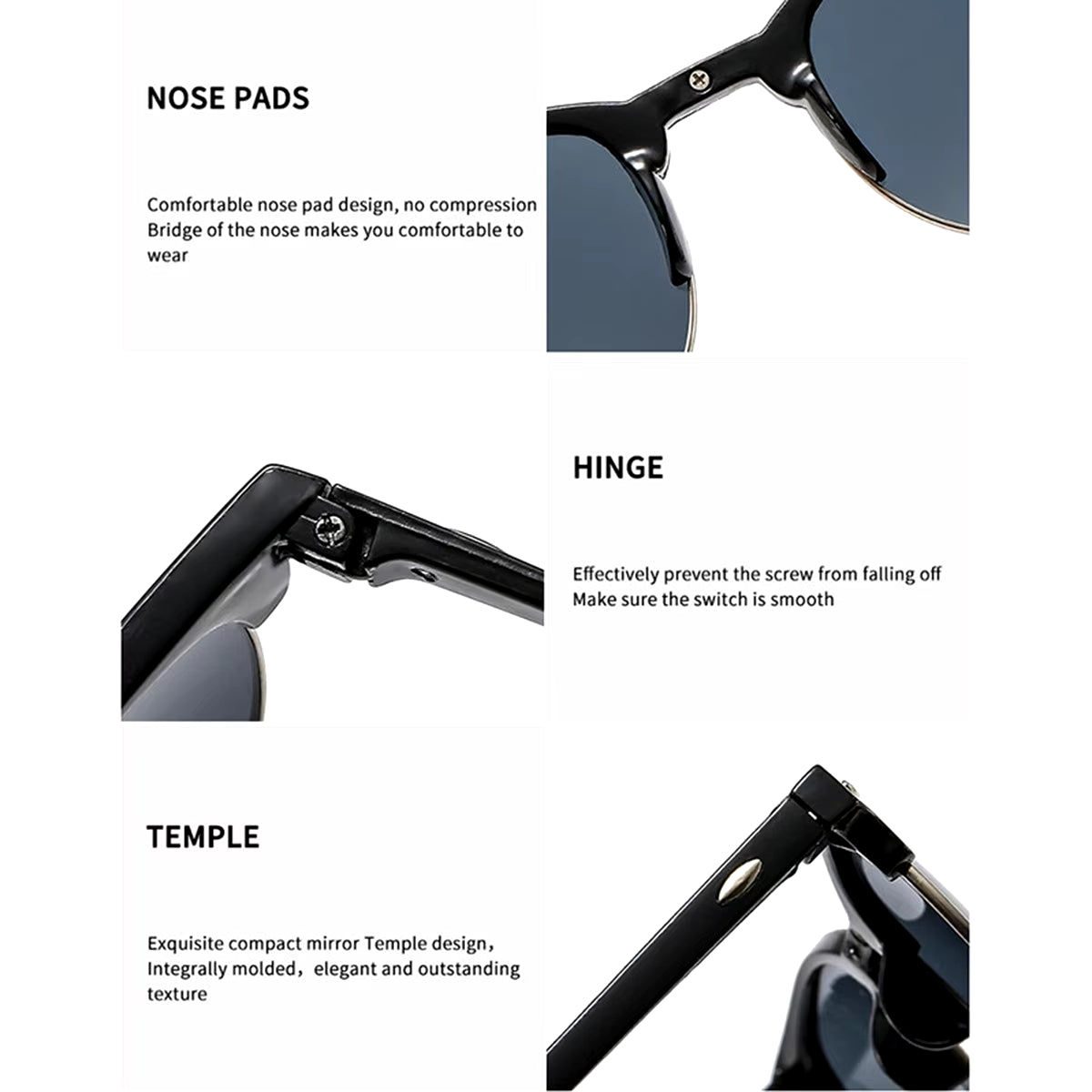 Classic Sunglasses Retro Rice Nail Half Frame Sunglasses Fashion Color Film Reflective Glasses Flat Glasses