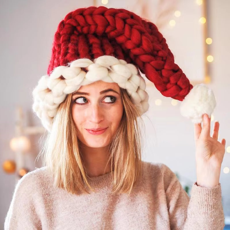 Crochet Knitted Christmas Hats for Men Women Winter Warm Hat Christmas Decoration New Year Festive Party Santa Claus Hat Gifts