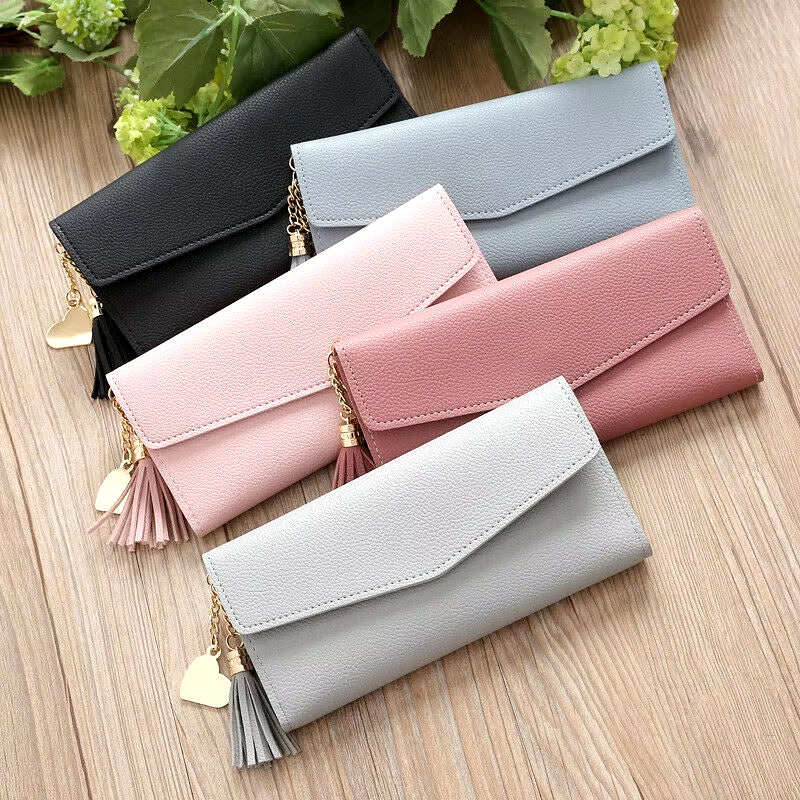 2023 Fashion Women Wallets Zipper Purses Black Light Gray Red Long Section Clutch Wallet Soft PU Leather Money Bag