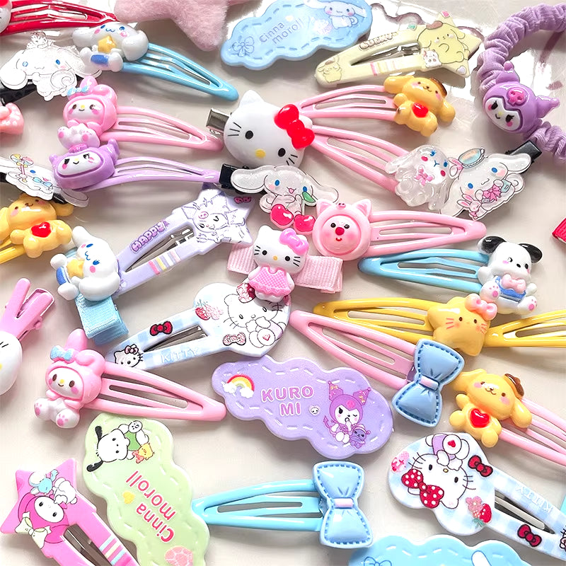 21Pcs Y2K Hello Kitty Hair Clip Barrette  Hair Clip Hello Kitty 50 Anniversary for Girls Kawaii Hellokitty Accessories