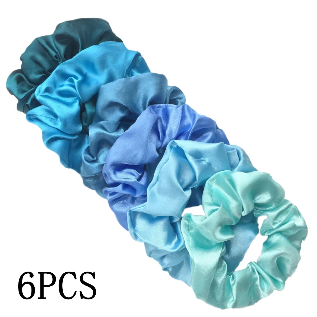 25/10//6Pcs Satin Scrunchies Girls Elastic Hair Band Ponytail Holder Ties Rubber Bands Fashion Women Accessories Solid Scrunchy