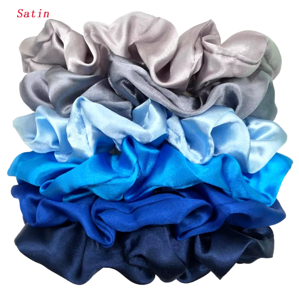 25/10//6Pcs Satin Scrunchies Girls Elastic Hair Band Ponytail Holder Ties Rubber Bands Fashion Women Accessories Solid Scrunchy