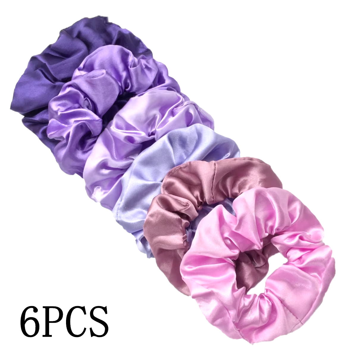 25/10//6Pcs Satin Scrunchies Girls Elastic Hair Band Ponytail Holder Ties Rubber Bands Fashion Women Accessories Solid Scrunchy