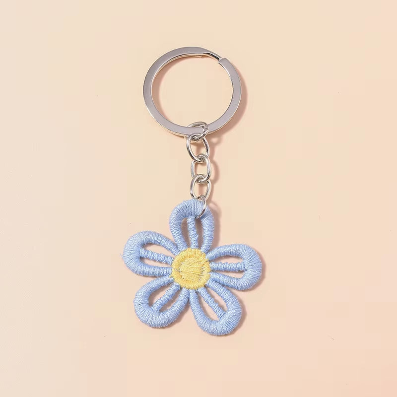 Aihua 40 Colors Cute Plant Keychain Enamel Sakura Flower Keyring for Women Girl Handbag Pendant Car Key Holder DIY Jewelry Gifts