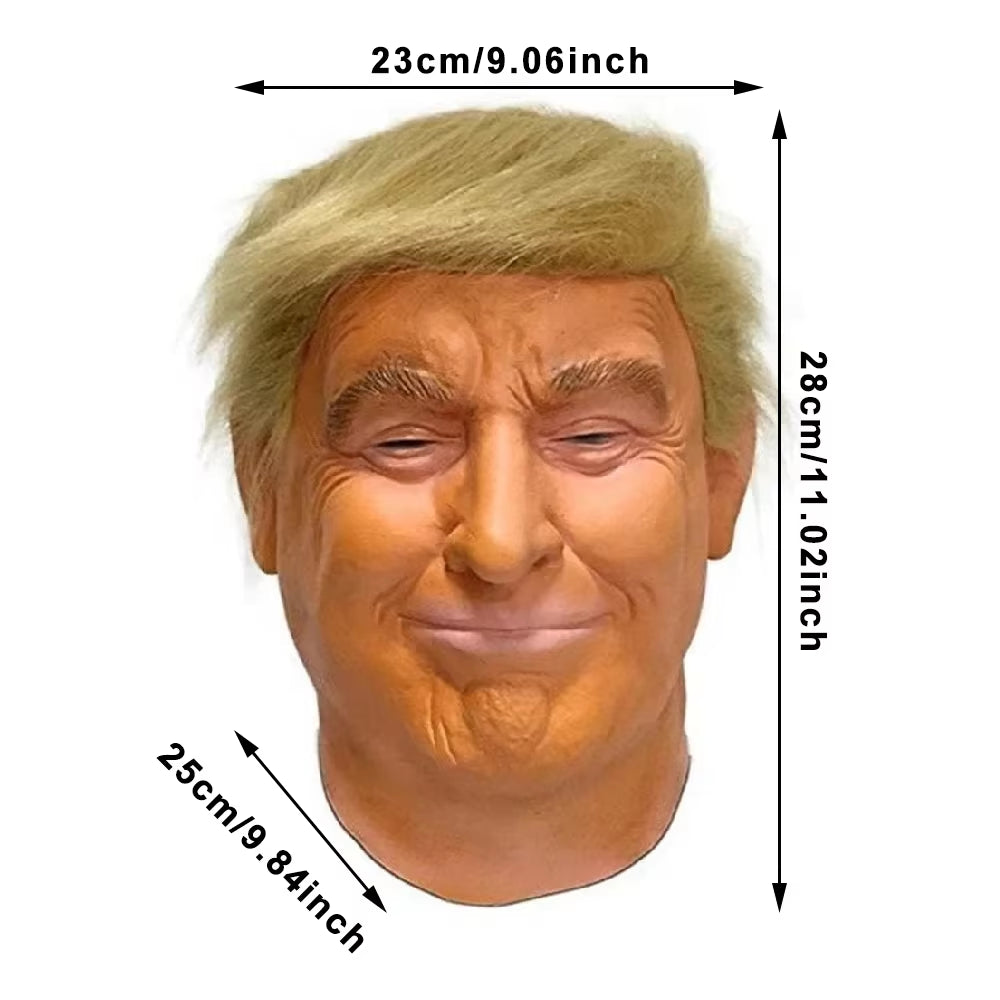 Donald Trump Mask Realistic President Latex Headgear Halloween Party Celebrity Cosplay Costume Props Yellow Wig Head Cover Mask