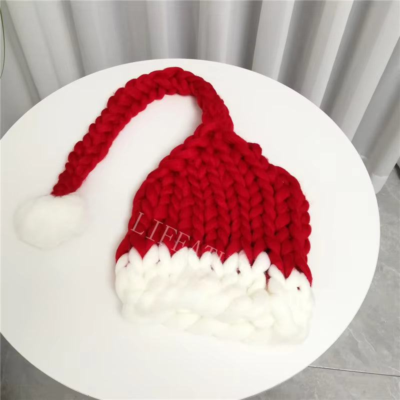 Crochet Knitted Christmas Hats for Men Women Winter Warm Hat Christmas Decoration New Year Festive Party Santa Claus Hat Gifts