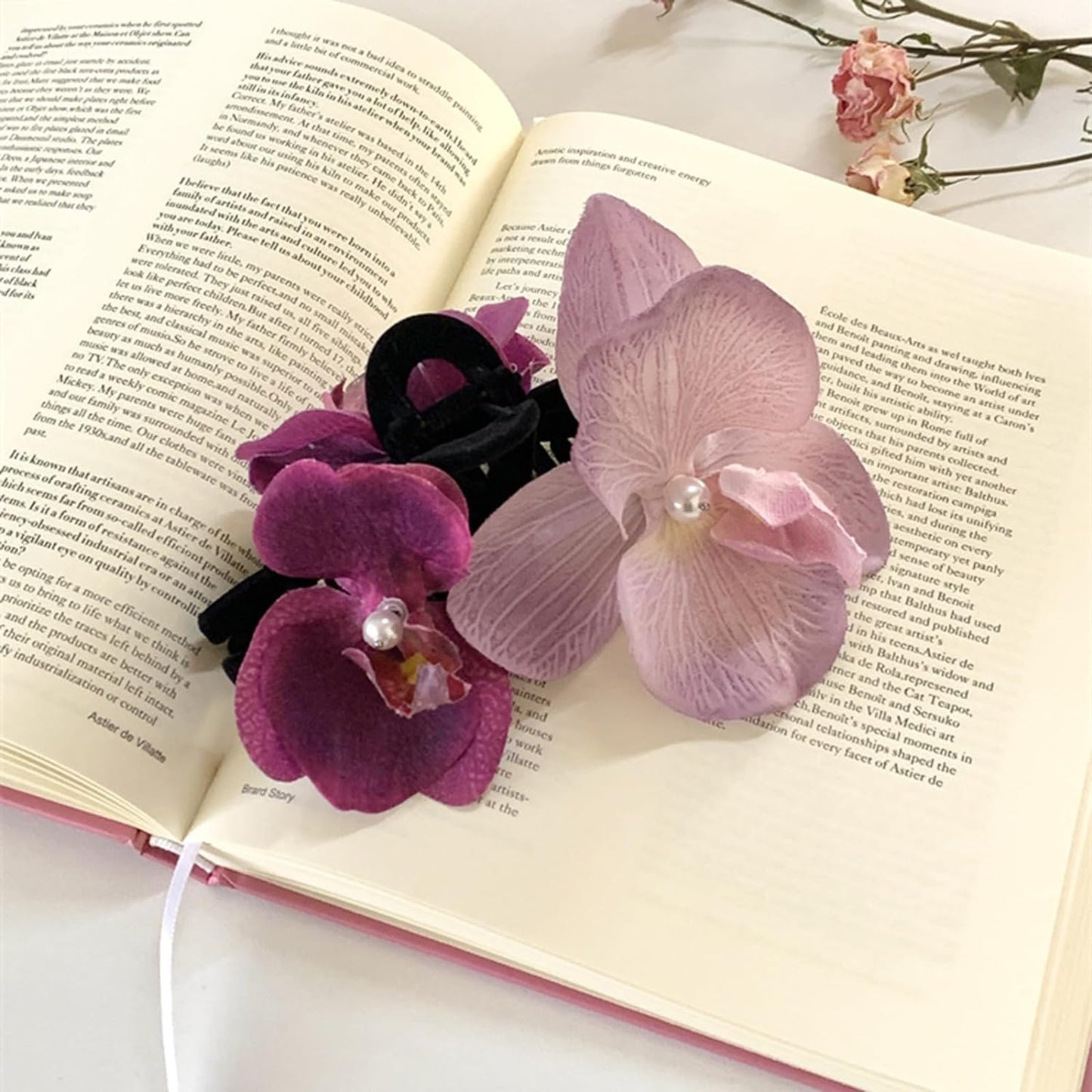 Hawaiian Flower Claw Clips 2Pcs Flower Hair Clips for Thick Hair Purple Orchid H