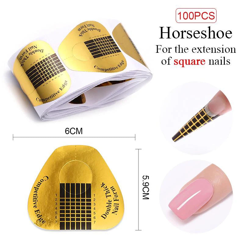 1 Box Quick Building Nail Mold Tips Nail Dual Forms Finger Extension Nail Art UV Extend Gel Nail Extension Tool