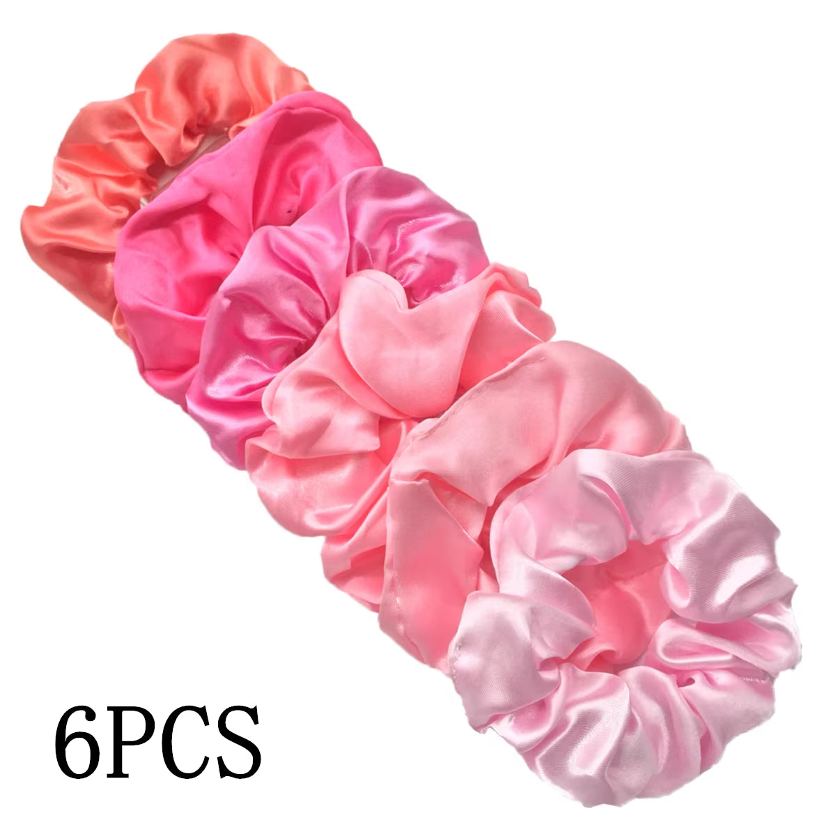 25/10//6Pcs Satin Scrunchies Girls Elastic Hair Band Ponytail Holder Ties Rubber Bands Fashion Women Accessories Solid Scrunchy