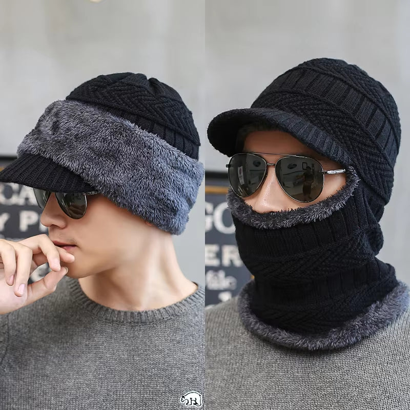 Winter Hat Skullies Beanies Hats Winter Beanies for Men Women Wool Scarf Caps Balaclava Mask Bonnet Knitted Hat