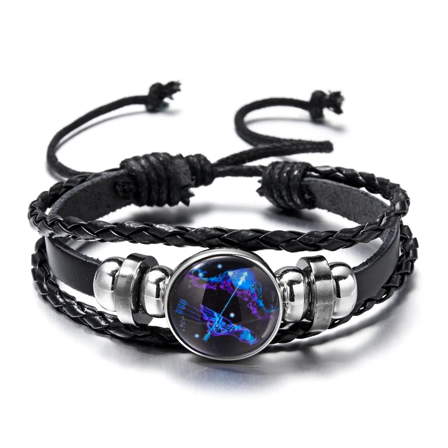 12 Constellation Zodiac Sign Charm Luminous Bracelets Men Women Vintage Multilayer Wrap Leather Bracelet & Bangle Birthday Gift