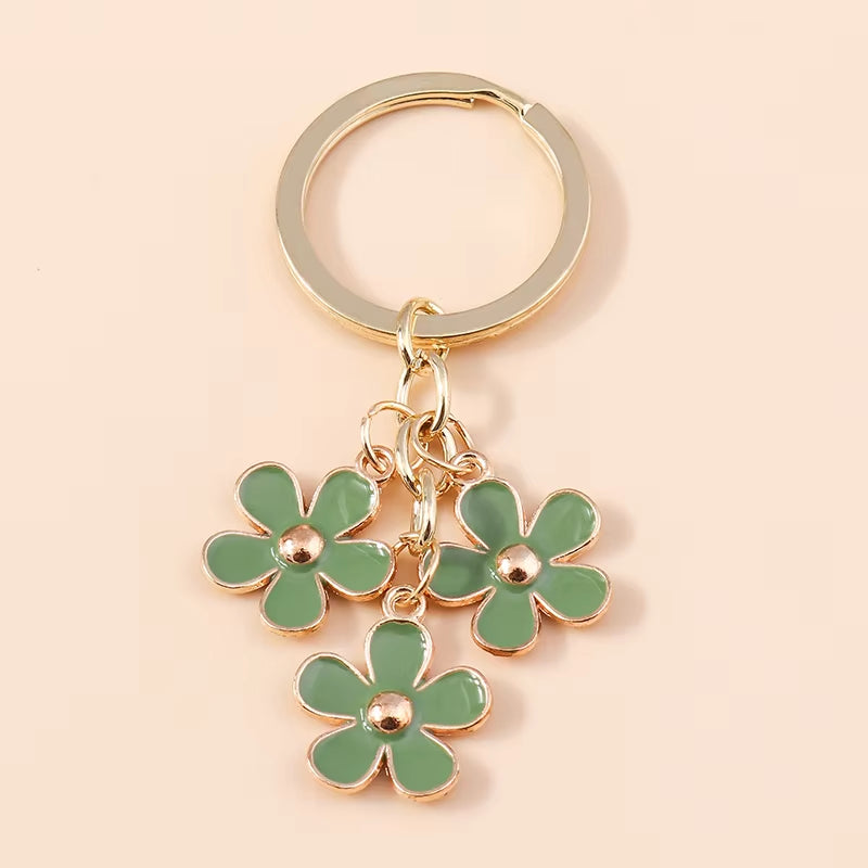 Aihua 40 Colors Cute Plant Keychain Enamel Sakura Flower Keyring for Women Girl Handbag Pendant Car Key Holder DIY Jewelry Gifts