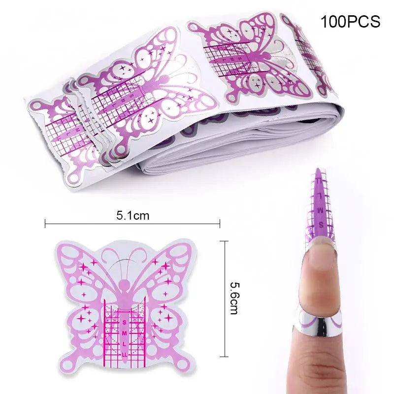 1 Box Quick Building Nail Mold Tips Nail Dual Forms Finger Extension Nail Art UV Extend Gel Nail Extension Tool