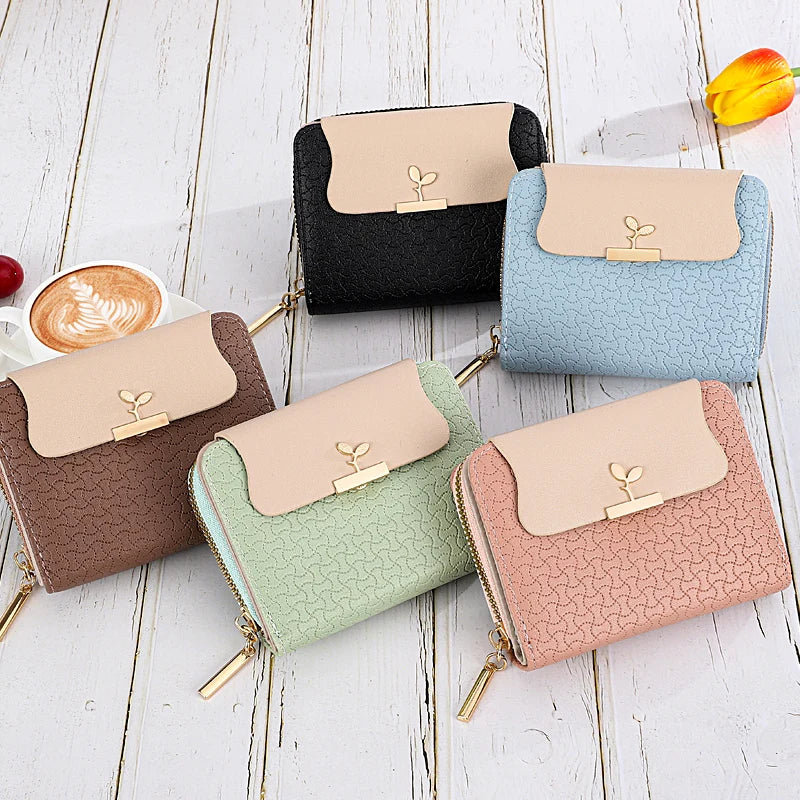 Women Wallets PU Leather Lady Zipper Moneybags Coin Purse Pocket ID Card Bag Woman Short Hasp Cute Wallet Billfold Purses