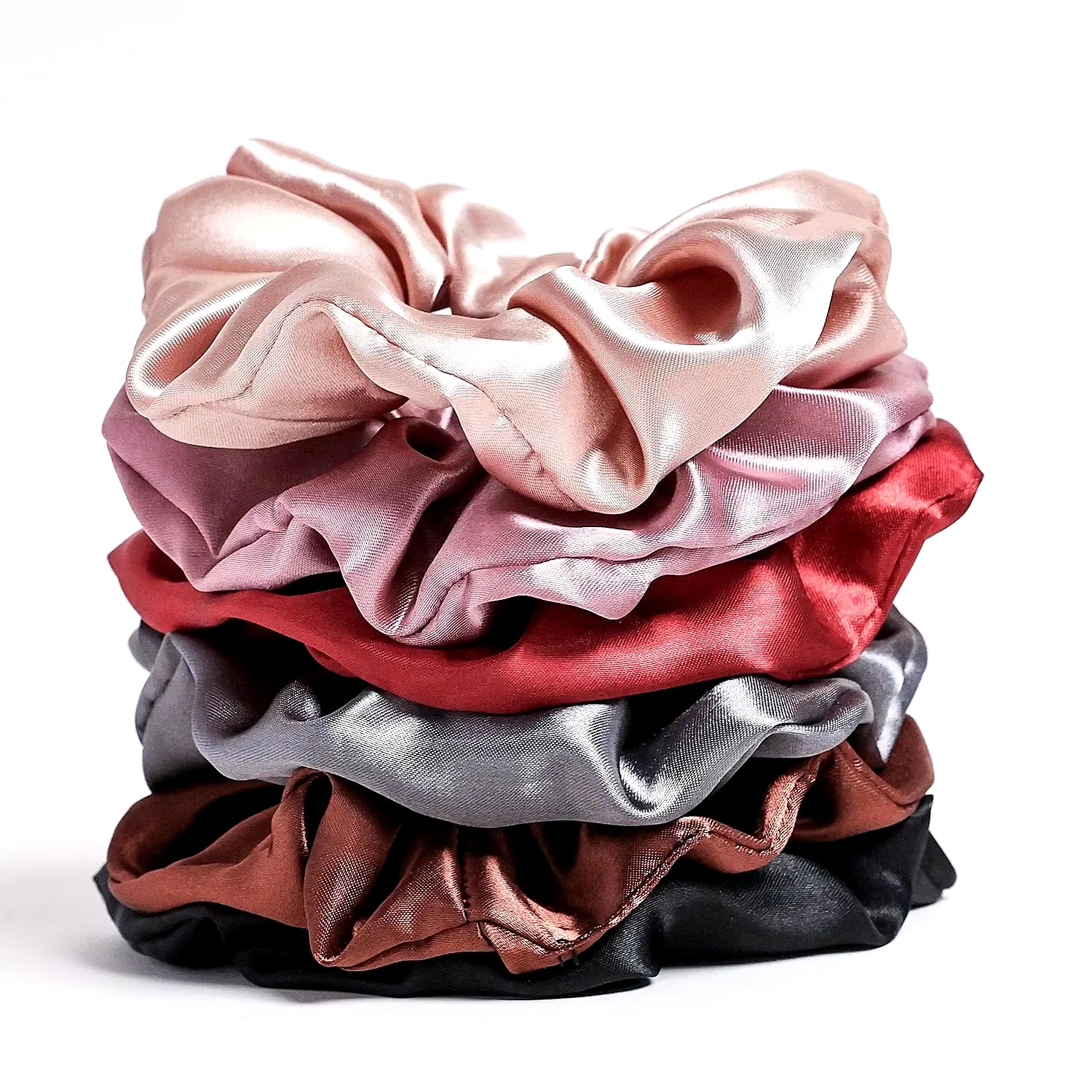 25/10//6Pcs Satin Scrunchies Girls Elastic Hair Band Ponytail Holder Ties Rubber Bands Fashion Women Accessories Solid Scrunchy