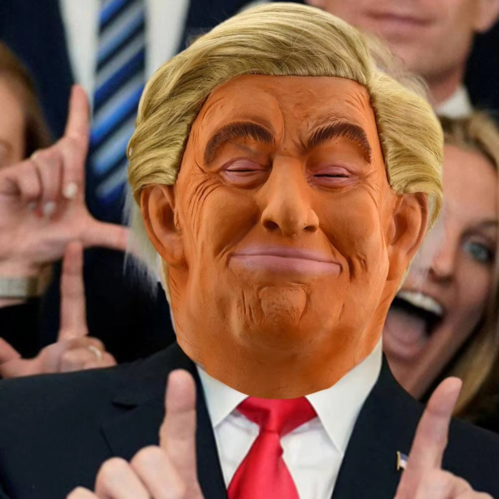 Trump Latex Full Head Face American Former President Mask Halloween Cosplay Head Cover Donald Trump Presidential Cosplay