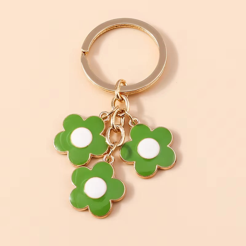 Aihua 40 Colors Cute Plant Keychain Enamel Sakura Flower Keyring for Women Girl Handbag Pendant Car Key Holder DIY Jewelry Gifts